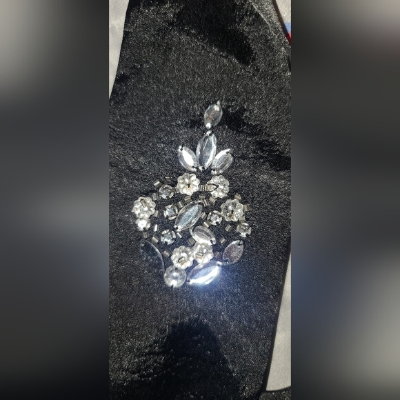 Black satin blouse with embellished tie - Picture 2 of 12